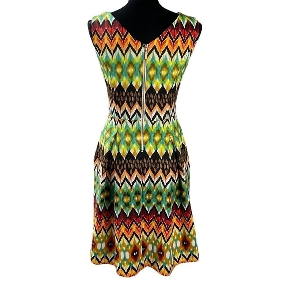 ELLEN Tracy Sleeveless Multi Colored Fit and Flare Dress - Picture 2 of 8
